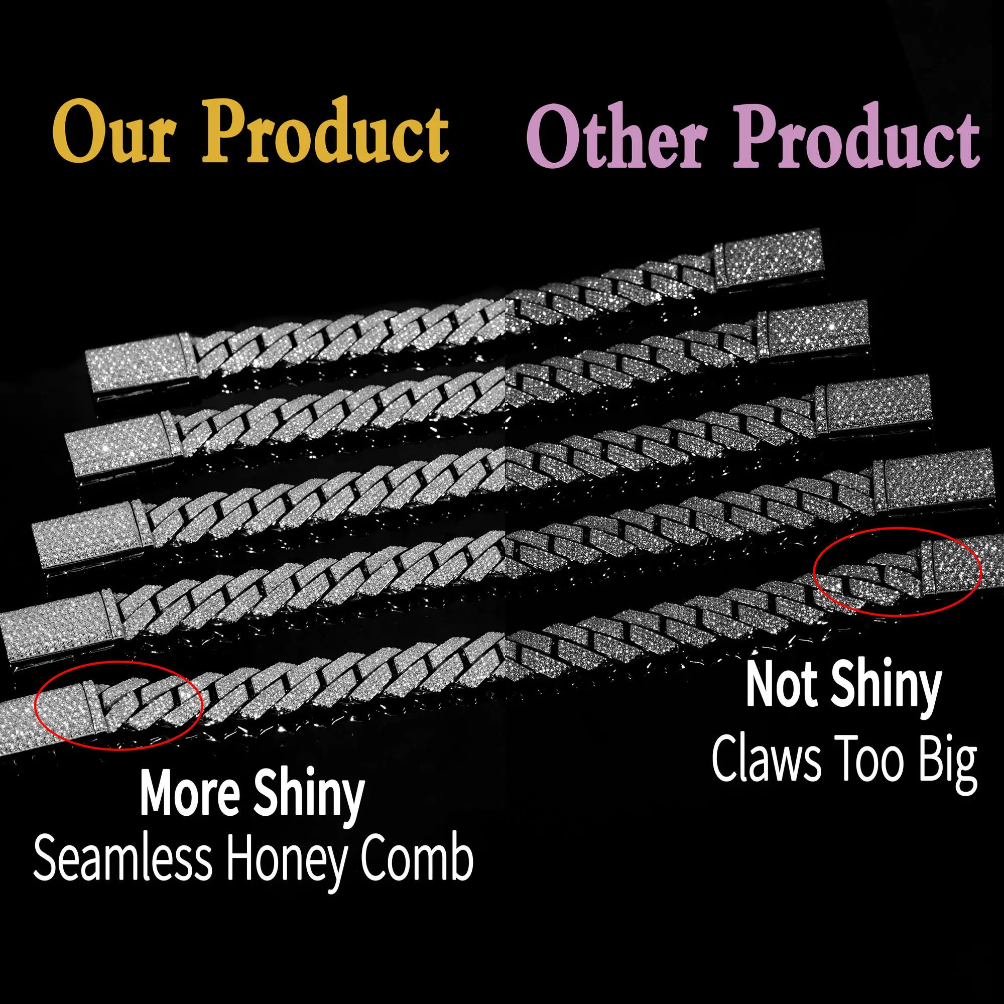 10mm 22inches Mens Hip Hop Chains Vvs Moissanite Diamond Chain Prong Set Cuban Link