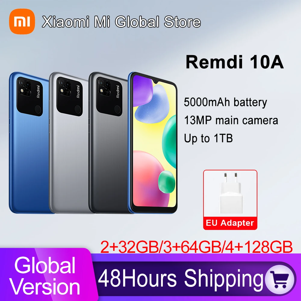 Xiaomi Redmi 10A 10 A Global Version Smartphone 32GB/64GB/128GB 13MP Dual Camera 6.53