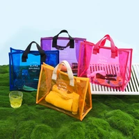 pvc hand carry swimming bag portable clothing storage bags fashion transparent plastic beach bag travel tote packet for women