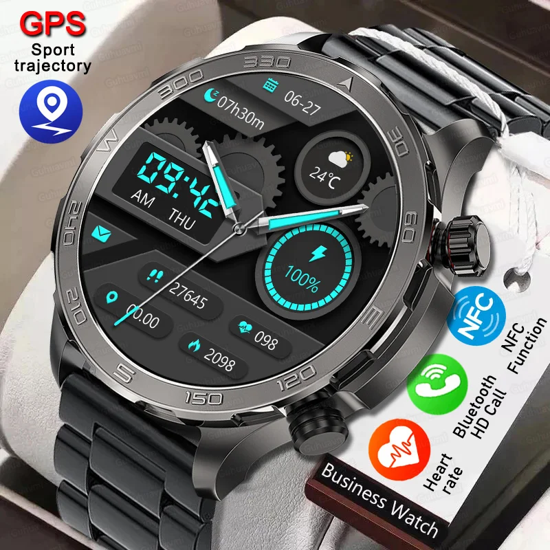 Смарт-часы мужские с GPS-треком AMOLED экраном пульсометром и термометром