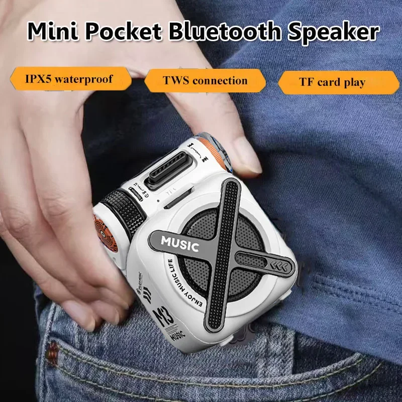 Фото Мини-наружный сабвуфер, карманный Bluetooth-динамик, IPX5, водонепроницаемый беспроводной TWS, стерео музыкальная шкатулка с поддержкой микрофона, TF-карта №2
