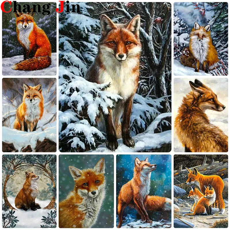 

5D Diy Diamond Painting Winter Forest Fox Cross Stitch Animal Diamond Mosaic Full Dril Embroidery Rhinestone Home Decor Gifts