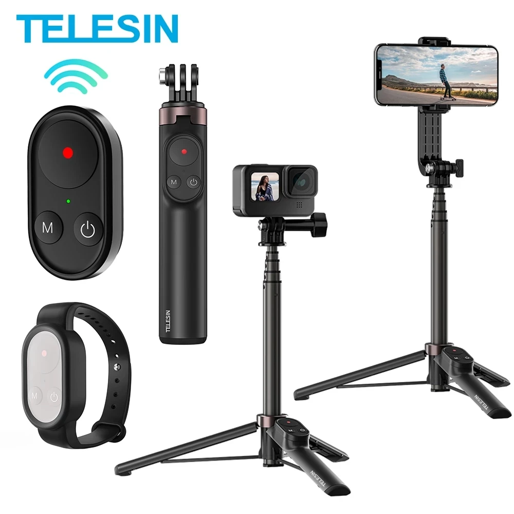 

TELESIN 72M Wireless Bluetooth Remote Control 0.6/1.3m Selfie Stick Monopod Tripod For GoPro Hero 11 10 9 8 iPhone 14 13 Pro Max