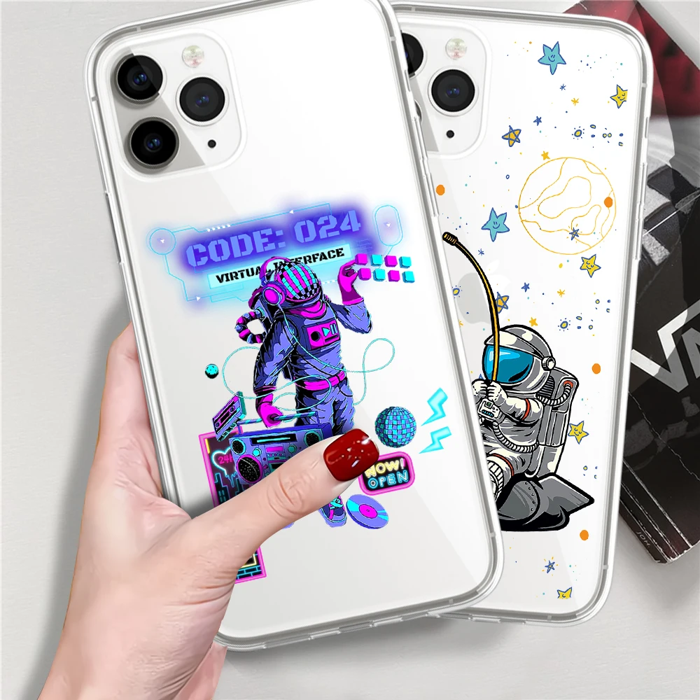 

Spacewalk Astronaut Silicone Case For Apple iPhone 11 12 13 14 Pro Max Case For iPhone 13 12 Mini X XS XR SE2 7 8 Plus TPU
