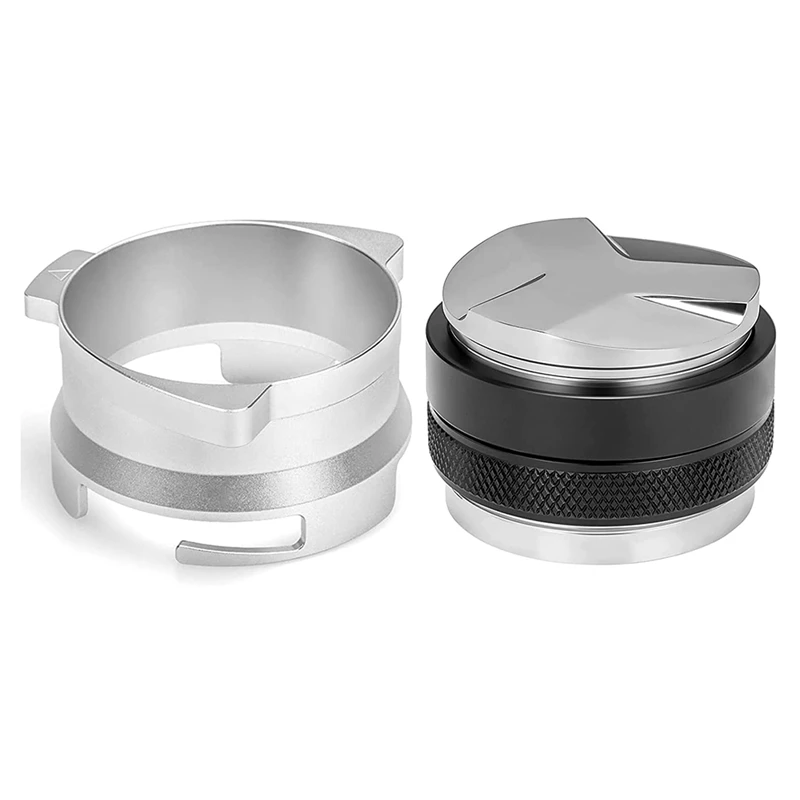 

54Mm Espresso Dosing Funnel,53 Mm Espresso Tamper Distributor Leveler 2 In 1 Design Both Sides Dual Head Coffee Leveler