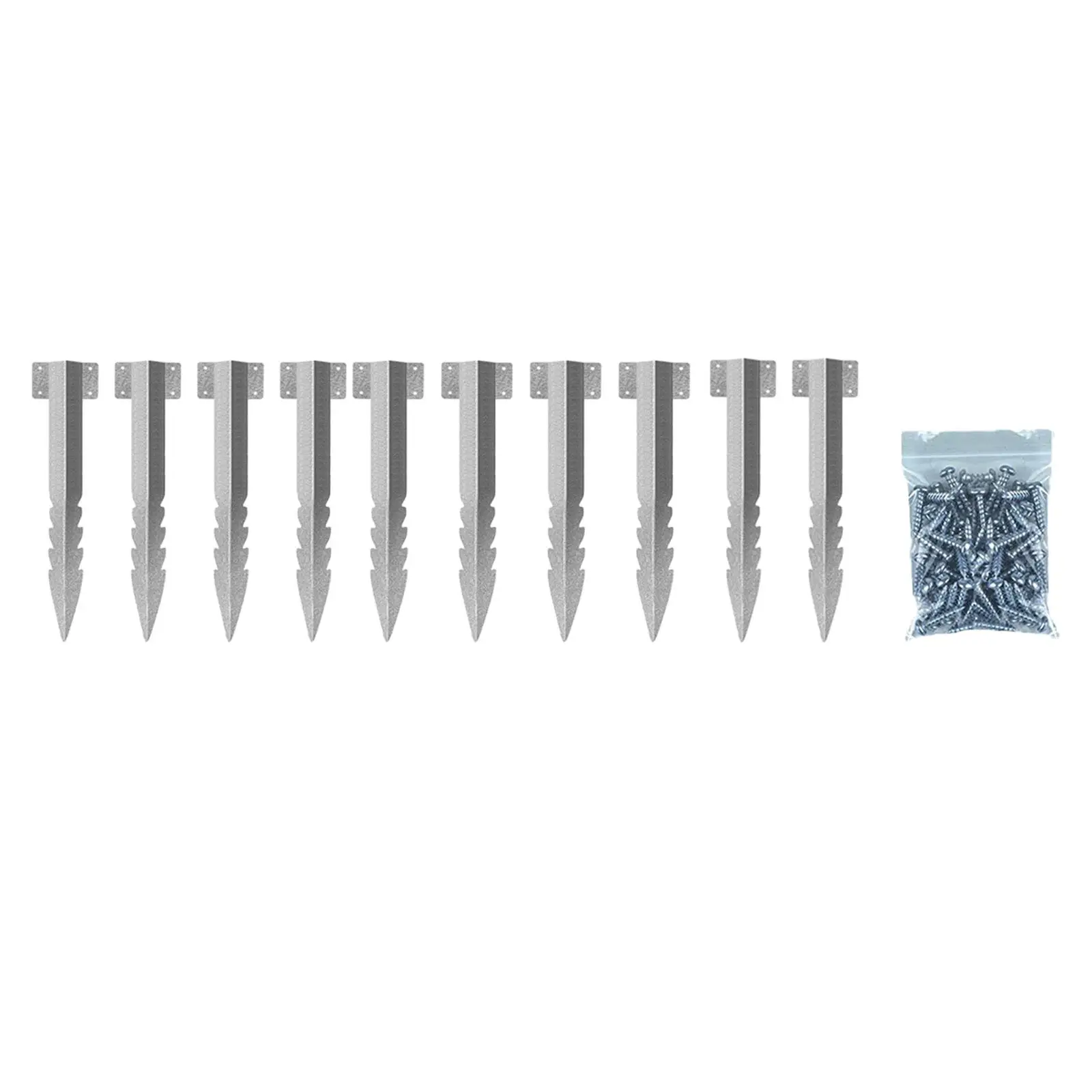 

10 Pieces Fence Repair Kits Duable Heavy Duty Steel Fence Post Anchor Ground Stake Railway Sleepers Brackets Decking Base Frame