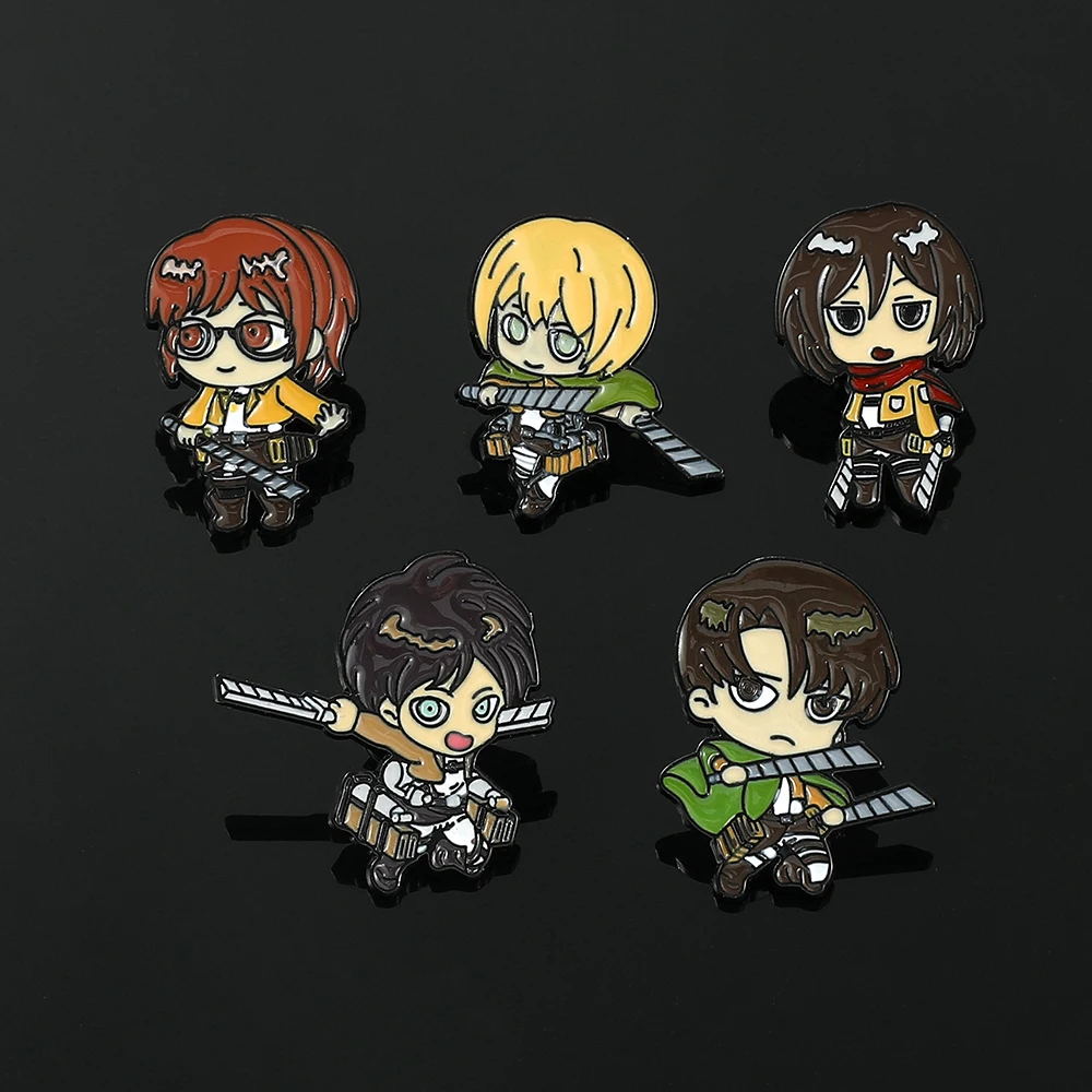 

Japan Anime Attack on Titan Metal Brooch Jewelry Mikasa Ackerman Armin Arlert Cartoon Button Badge for Clothing Bag Accessories