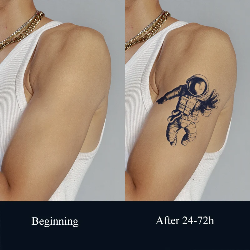 Черная водостойкая временная татуировка 1 шт. астронавт Вселенная серия