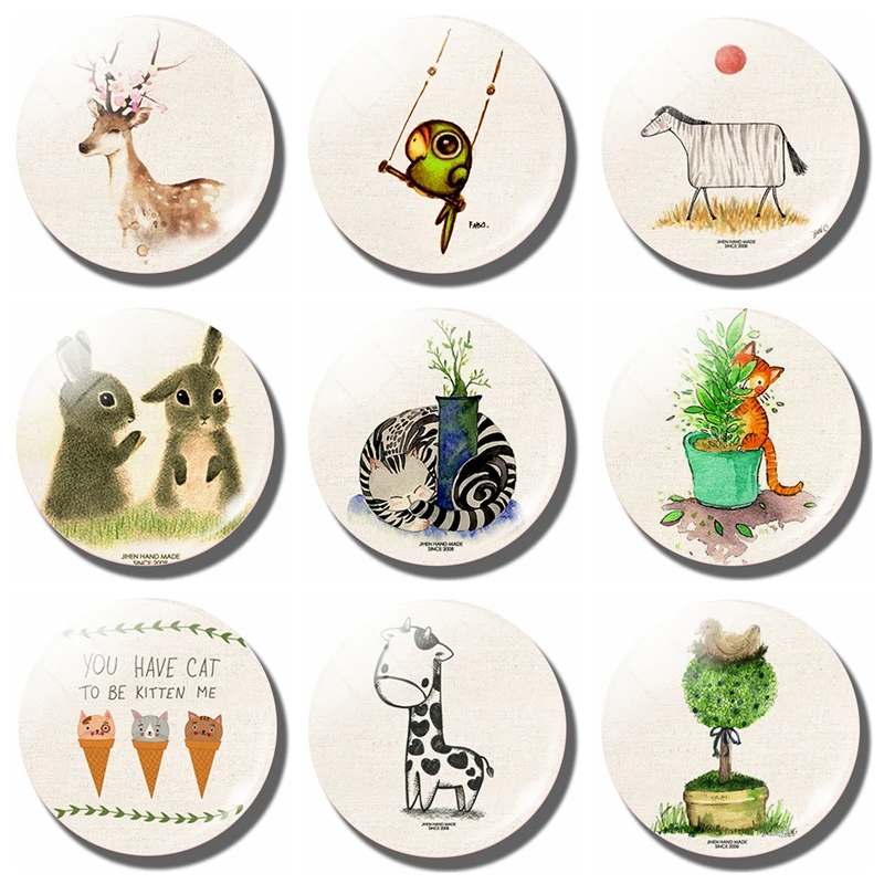 

Art Painting 30 MM Fridge Magnet Create Children Art Education Glass Dome Magnetic Refrigerator Stickers Note Holder Home Decor