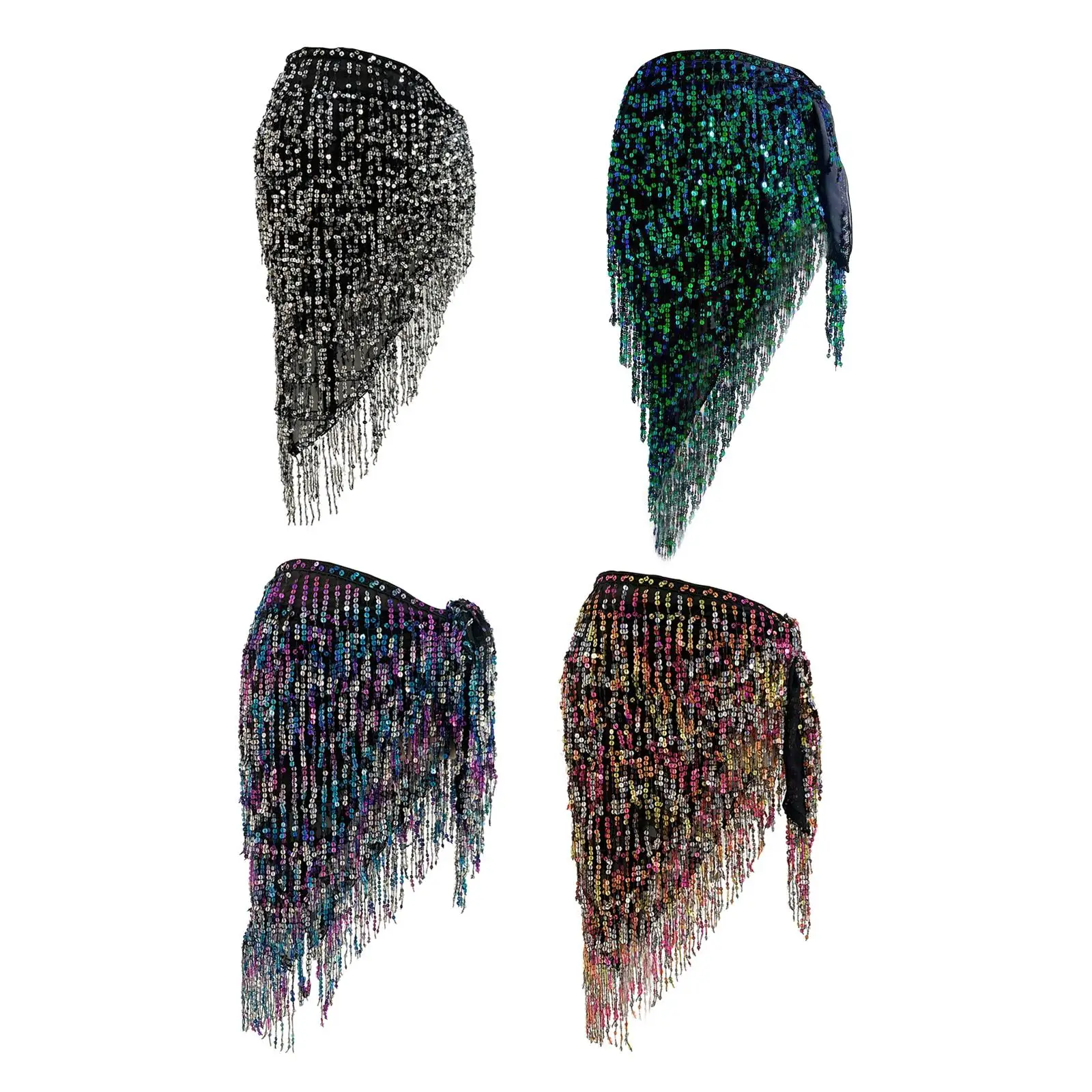 Юбка с кисточками и блестками для девочек костюм Rave шаль модное платье шарф танца