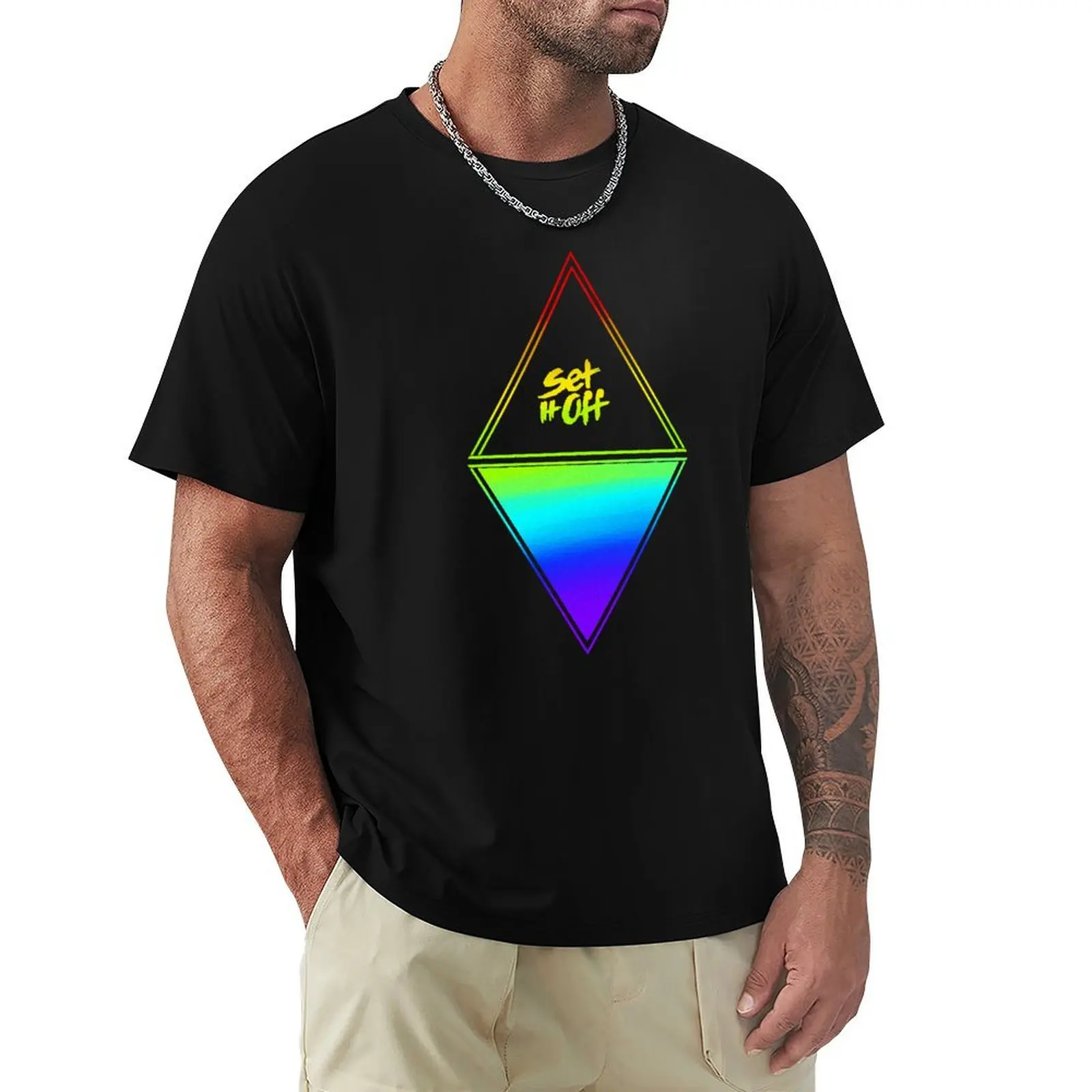 Футболка Set it off duality Diamond (Rainbow) Эстетическая одежда на заказ Одежда для мужчин
