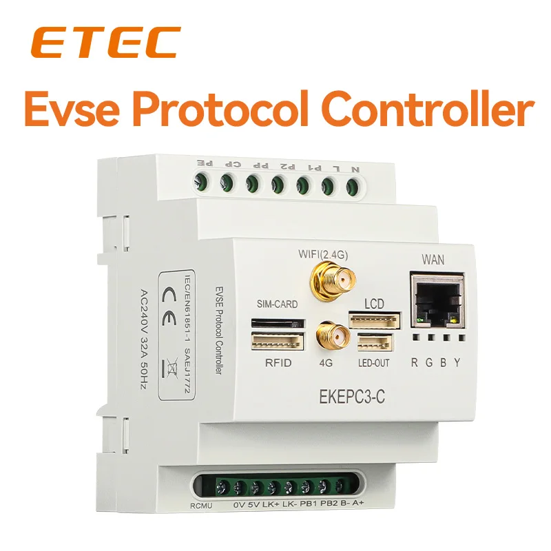 Evse Controller Electronic Protocol EPC Chontroller 4G EV Charger Station ETEK EKEPC3-C/S  AC 220V 230V For4G/3G/2Gnet