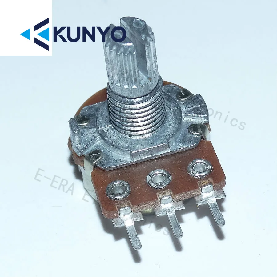 Недорогой потенциометр B5K карбоновый односоединительный длина 15 мм WH148 с винтом