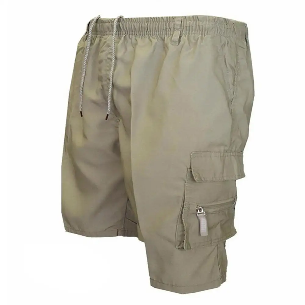 

Casual Summer Men Solid Color Multi-pockets Drawstring Baggy Cargo Shorts Pants