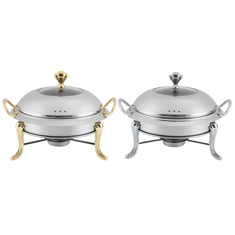

1Pcs Mini Hotpot Pot Holder Stainless Steel Hotpot Set Tempered Glass Lid Chafing Dish Buffet Pan Food Tray Warmer