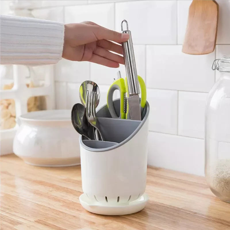 

NEW2023 Cutlery Storage Holder Plastic Drainer Drain Containers Drying Rack Tableware Table Knife Spoon Fork Container Kitchen T
