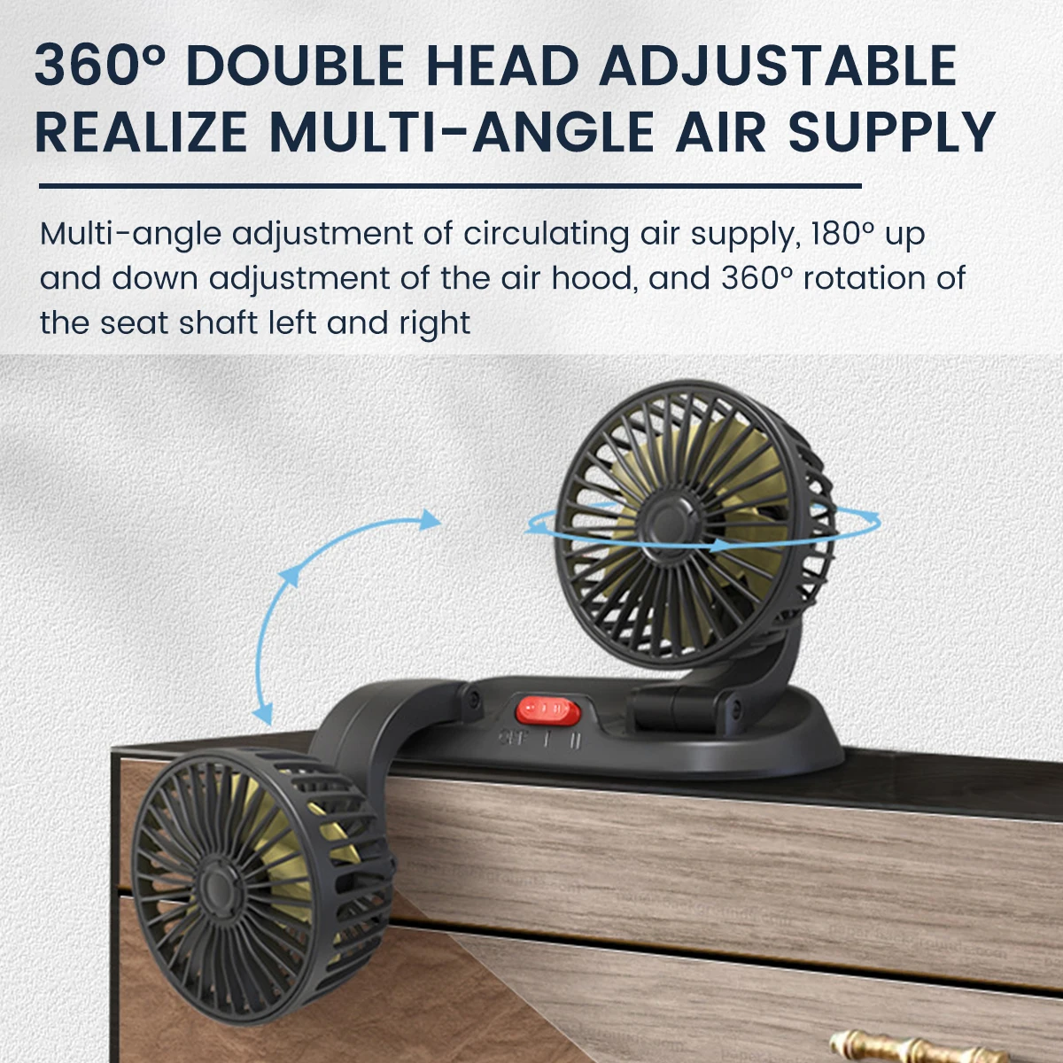 24V/12V Car Fan Summer Cooling Adjustable Double-head 360 Degree Low Noise Cooler Air Strong Wind Accessories |