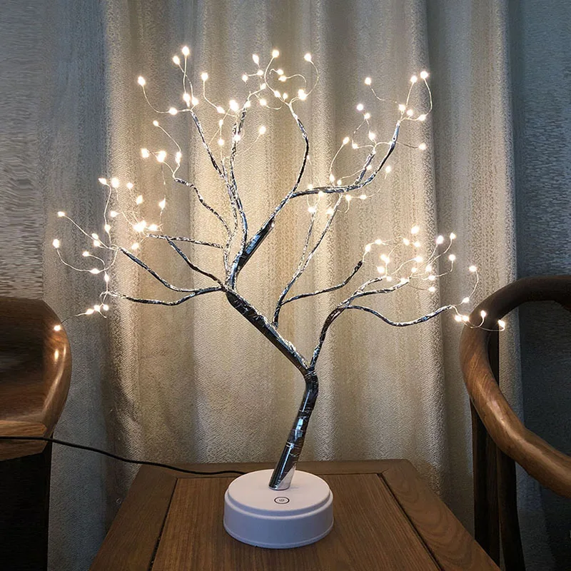 

LED Night Light Mini Christmas Tree Copper Wire Garland Lamp For Kids Home Bedroom Decoration Decor Fairy Light Holiday lighting