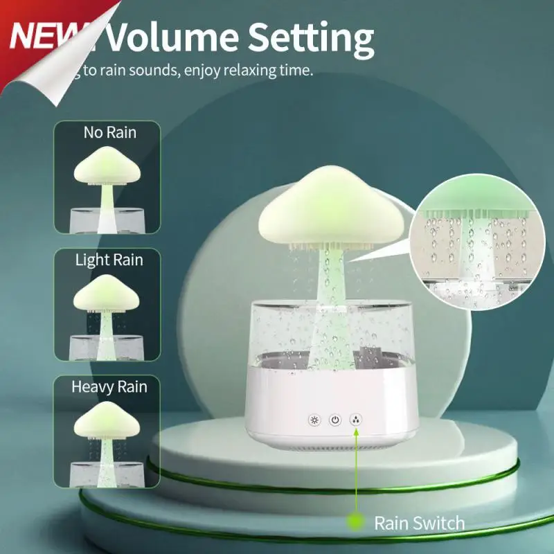 

Usb Air Diffuser Mist Maker Machine New Mushroom Air Humidifier Rain Cloud Timed Colorful Clouds Rain Drops Humidifier