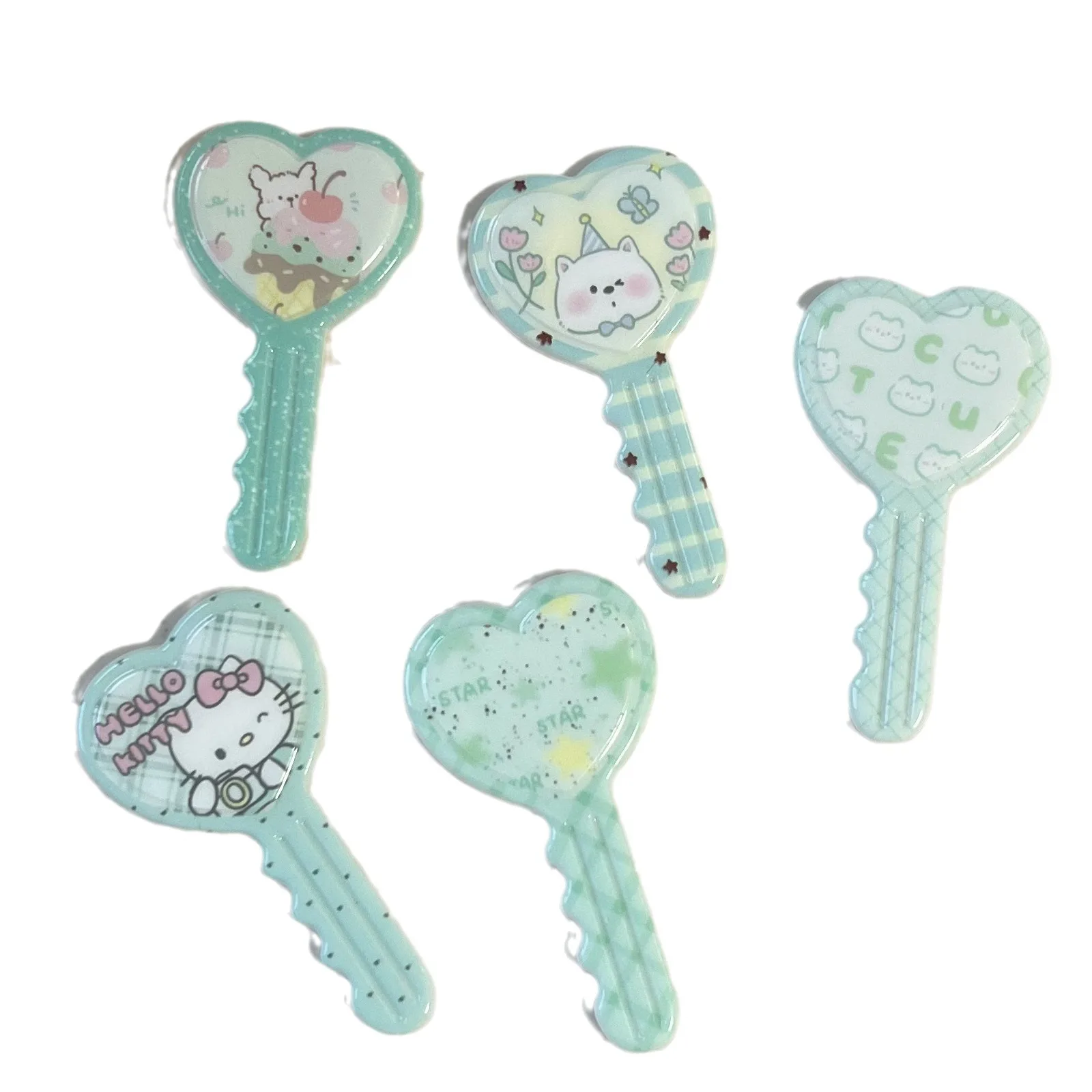 5 шт. miniso зеленая любовь kitty мультяшная серия резиновые кабошоны из смолы