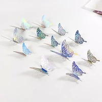 24pcs 3d laser hollow butterfly wall stickers for home kids rooms wall diy decals decoration birthday cake wedding party decor