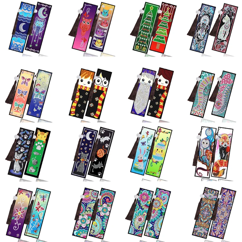 

2pcs Diamond Painting Bookmark Diamond Art Bookmarks Embroidery Kit Cross Stitch Special Shaped Drill for Book DIY Art Craft