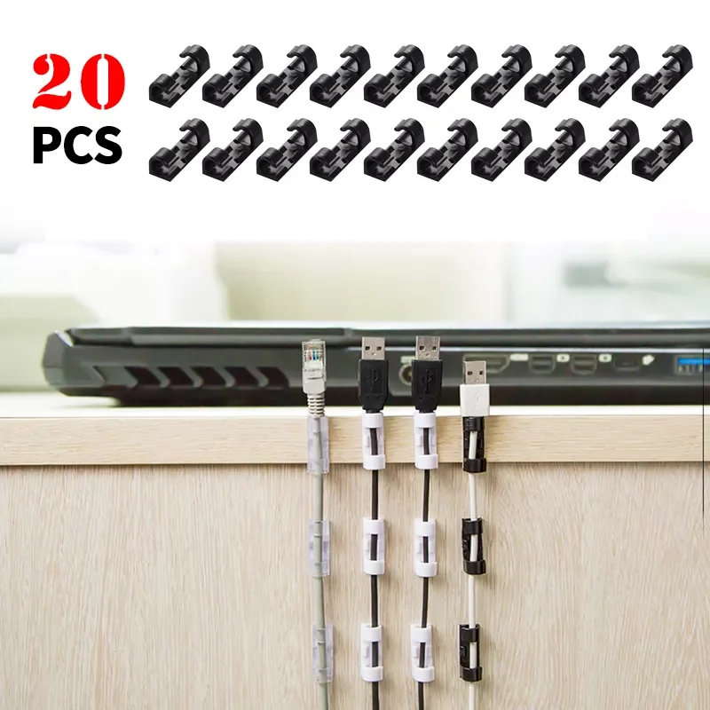 

20pcs Cable Clips Finisher Wire Clamp Wire Organizer Buckle Clips Ties Fixer Fastener Holder Data Usb Winder Wiring Accessories