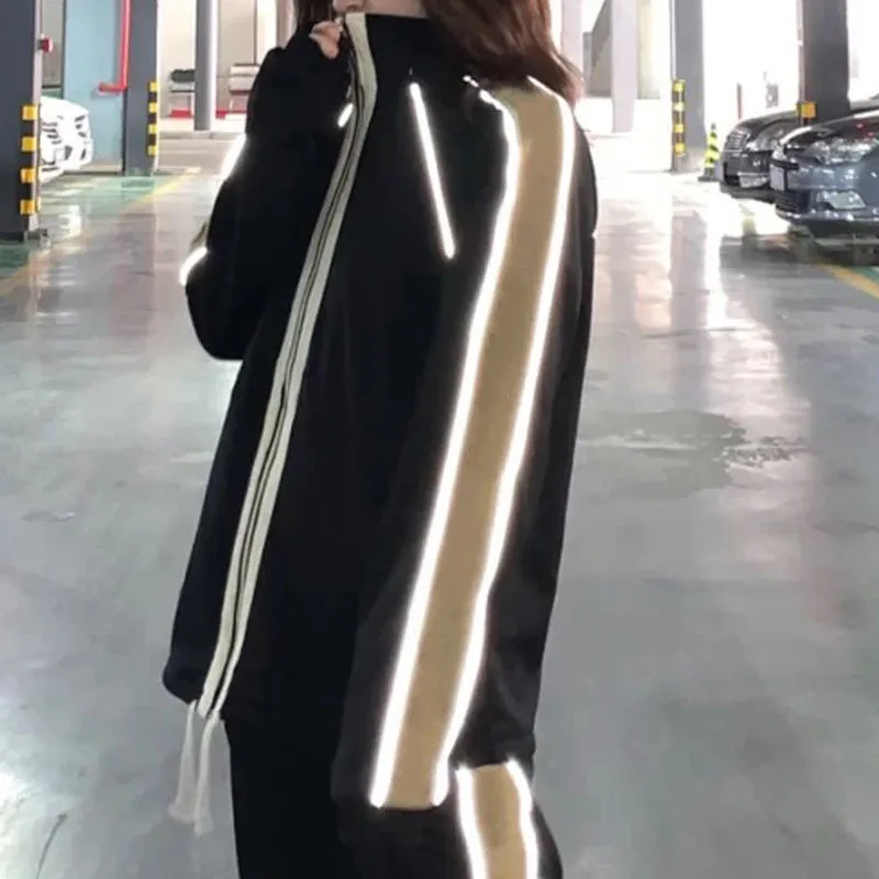 

Jacket Men's and Women's Spring and Autumn Reflective Sportswear Casual Coat Trend Versatile Couple's Top Pure Cotton Material