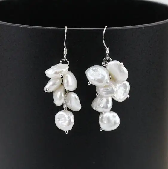 Серьги из жемчуга АА уникального дизайна белые серьги натурального