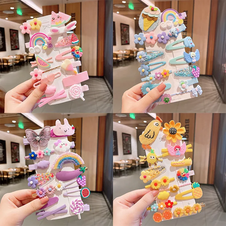 

Baby princess candy color hair accessories combination lovely flower animal hairpin children's hairpin set