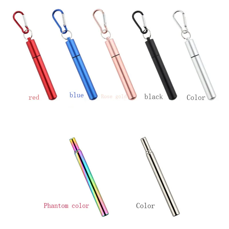 

Telescopic Straw Aluminum Cylinder 304 Stainless Steel Portable Three-section Folding Straw Set