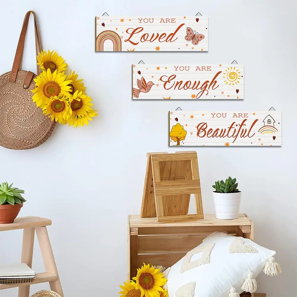 

3pcs Wooden Sign Hanging Pendant Boho Wall Art For Kitchen Dining Room Coffee Bar Home Wall Decor