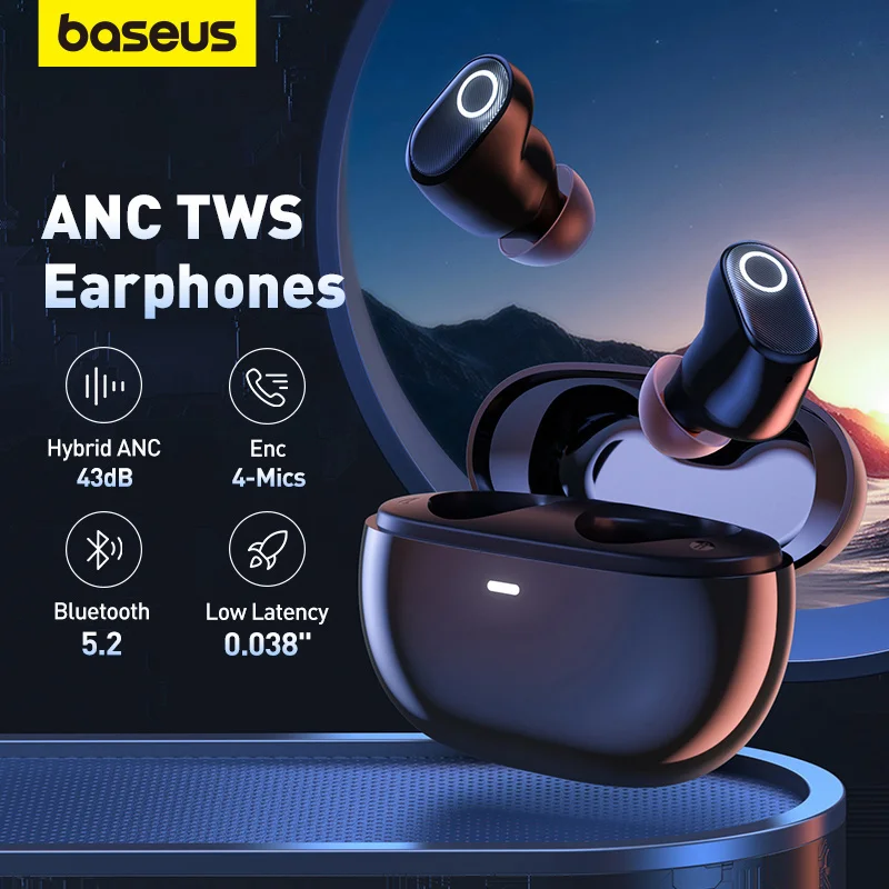 

Baseus Bowie WM05 ANC TWS Wireless earphones Bluetooth earbuds4 microphones ENC noise cancelling headphones HIFIheadset gamer