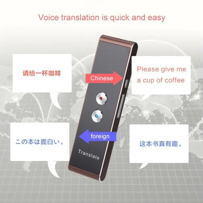 Переводчик голоса T8 + 45 языков многоязычный мгновенный переводчик беспроводной в