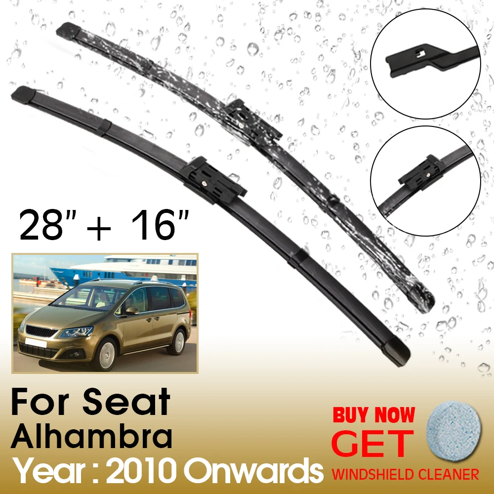 

Car Wiper Blade For Seat ALHAMBRA 28"+16" 2010 Onwards Front Window Washer Windscreen Windshield Wipers Blades Accessories