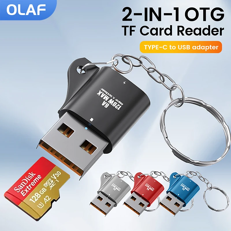 Olaf 2 In 1 OTG Adapter TF Card Reader Adapter For PC Laptop USB Female To Type C Male Fast Charging OTG Memory USB Card Reader
