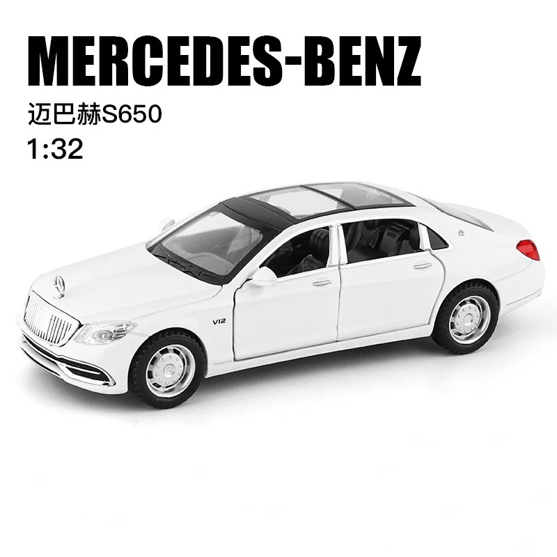 

Simulation 1:32 Scale Mercedes-Ben Z Maybach S650 Alloy Car Model Sound And Light Pull Back 6 Doors Open Toys Cars For Kids