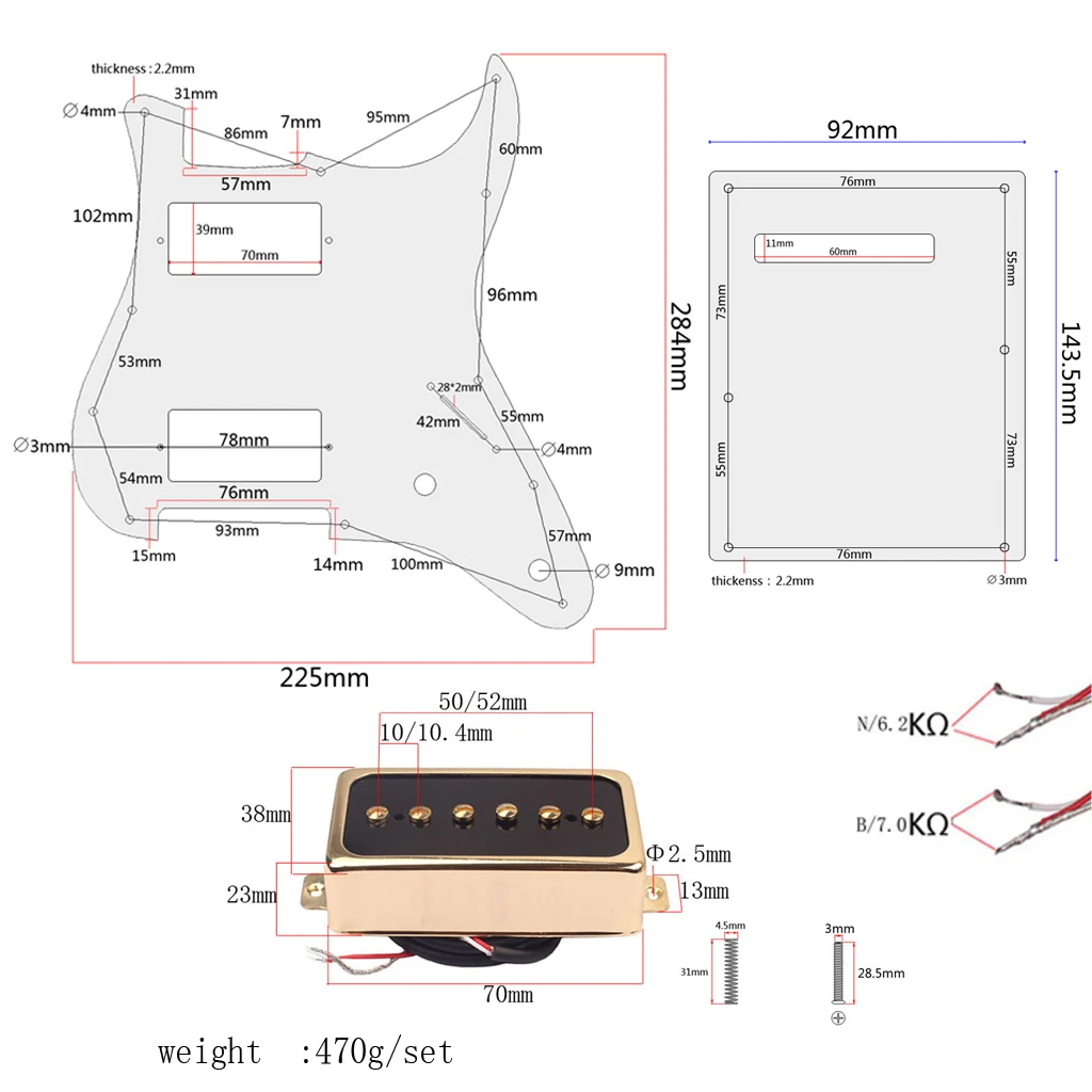 

Loaded Prewired Pickguard for ST Electric Guitar Replacement