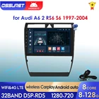 Автомагнитола 9 дюймов, Android 10, для Audi A6 C5 2 RS6 S6 1997-2004, GPS, автомобильный стерео Мультимедийный видеоплеер 4GLTE WIFI USB