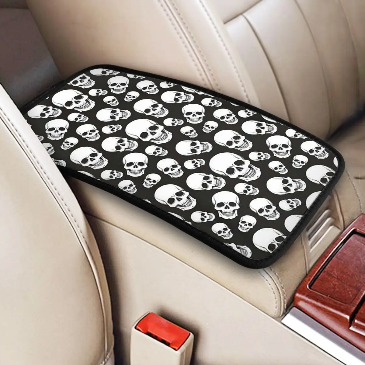 

Four Seasons Car Armrest Cover Mat Gothic Death Skull Waterproof Center Console Cover Pad Auto Accessories Interior