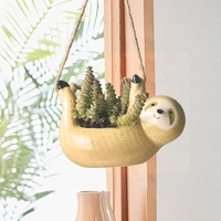 creative ceramic hanging flower plant pots scindapsus chlorophytum hanging flower basket cartoons animal vase garden decoration