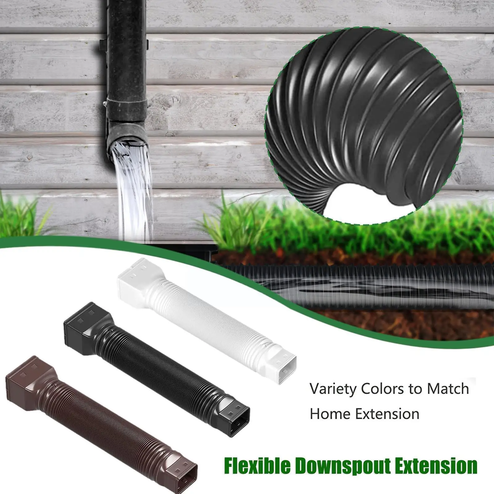 

1Pack Rain Gutter Downspout Extension Flexible Extender Conne Pipe Telescopic Drain Downspout Rainwater Extension Drain C7K6