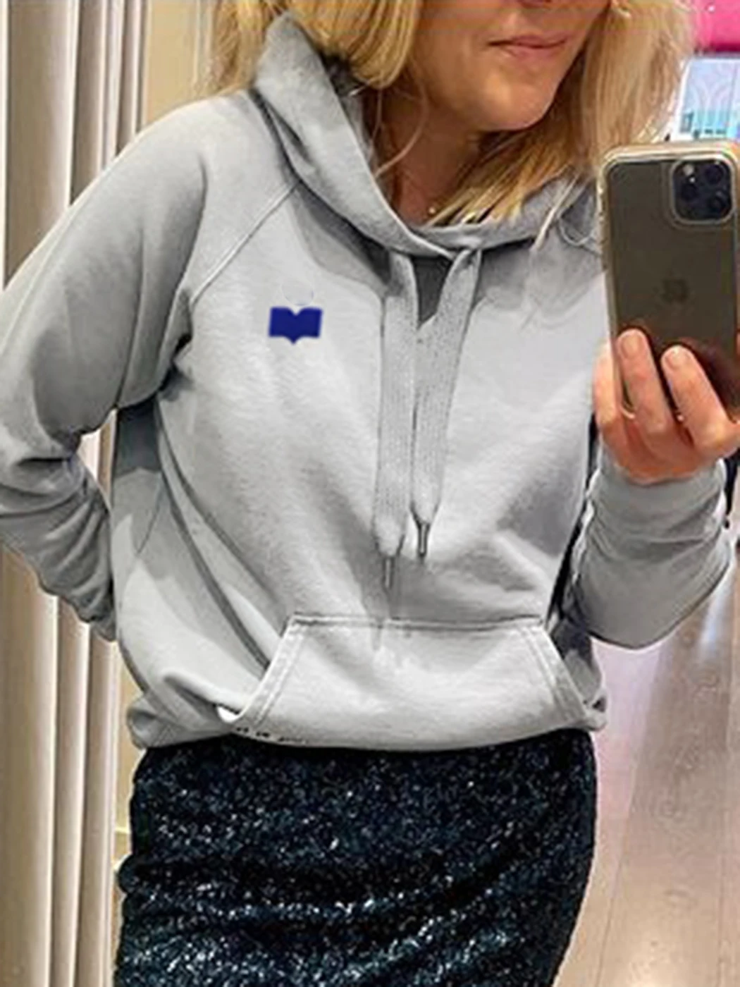 

Geometric Graphic Hoodie Women Autumn Winter Pockets Cotton Pull Sweatshirt Female Casual Classic Designer Style Pullover 2022