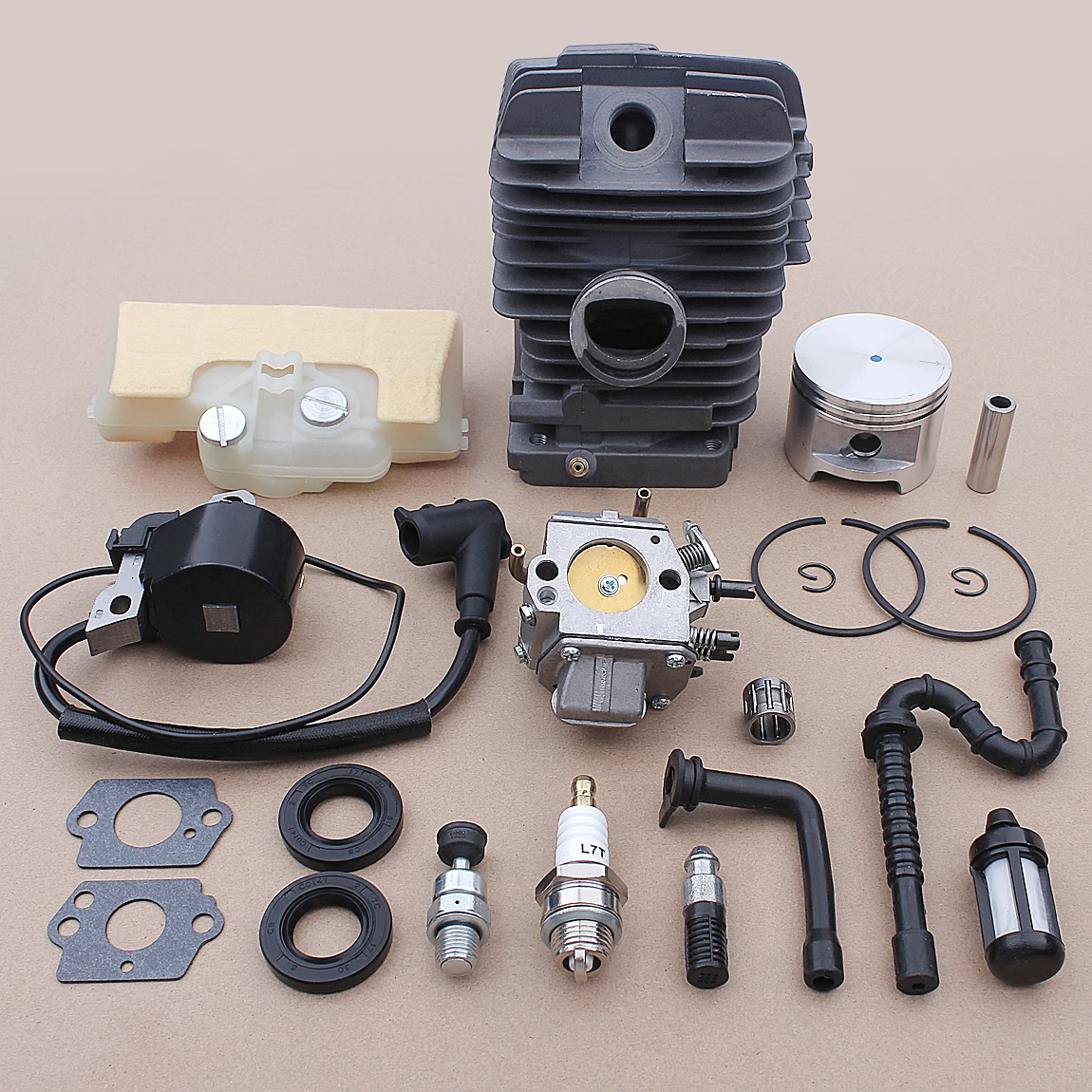 46mm Cylinder Piston Carburetor Kit For Stihl MS390 039 Chainsaw Spare Tool Part Ignition Coil Spark Plug Air Filter Oil Seal