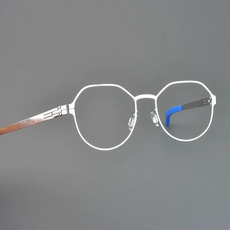 Немецкие круглые очки без винтов для мужчин и женщин ультралегкие многоугольные