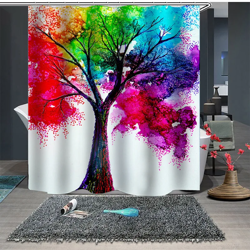 

New Products Painted Leaves Series Bath Printing Polyester Waterproof Shower Curtain Bathroom Shower Curtains Cortina Ducha Baño