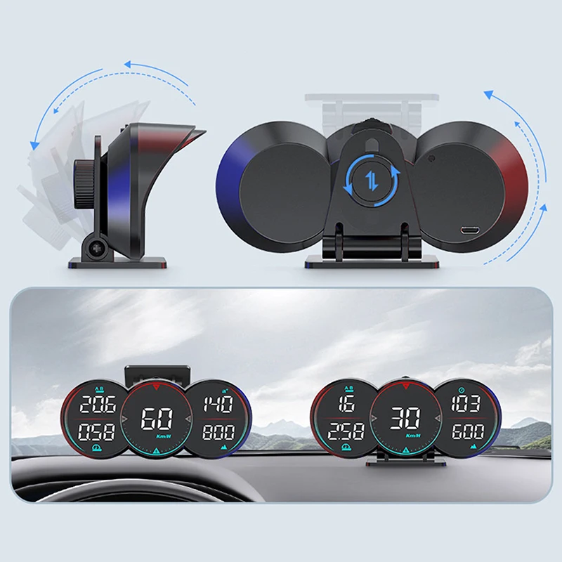 Информация о вождении автомобиля HUD Спидометр со скоростью света Пробег Дисплей