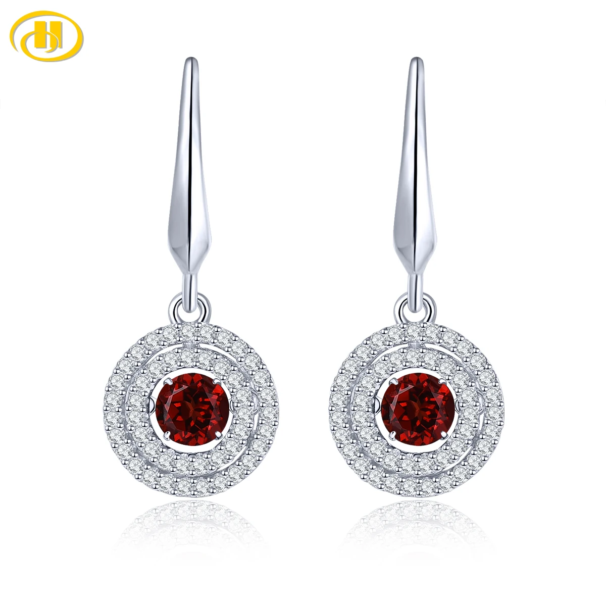 

Natural Red Garnet Sterling Silver Drop Earring 0.66 Carats Genuine Gemstone Dancing Style Unique Design S925 Women Fine Jewelry