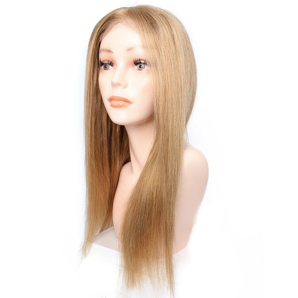 Kisshair #8 #27 #30 Straight 4*4 Lace Wig Ash Brown Honey Blonde Medium Auburn 4x4 Closure Wigs Indian Human Hair Wig