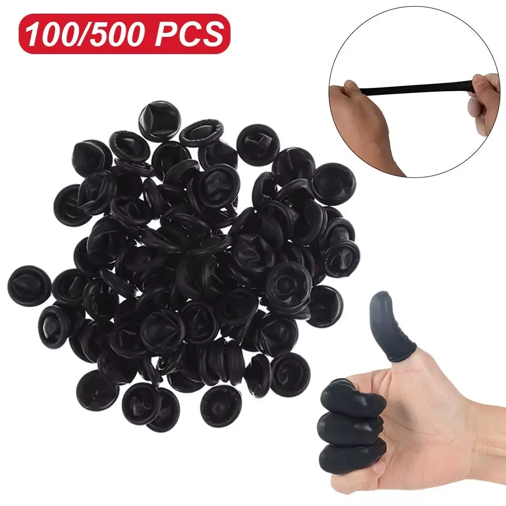 

100 pcs Disposable Fingertips Protector Gloves Rubber Non-slip Finger Cover Cots Black Durable Tool Workplace Safety Supplies FC